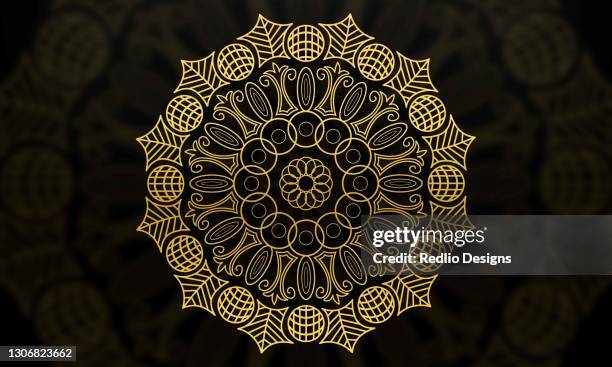 golden mandala design stock illustration - lotus flower tattoo stock-grafiken, -clipart, -cartoons und -symbole