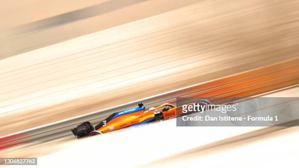 Daniel Ricciardo of Australia driving the McLaren F1 Team MCL35M Mercedes during Day Two of F1 Testing at Bahrain International Circuit on March 13,...