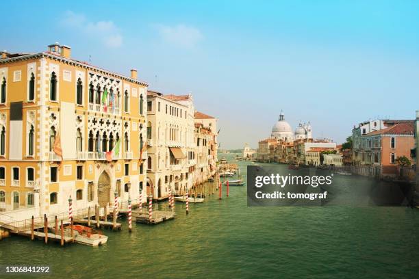 canal grande e chiesa di santa maria della salute venezia italia - rialto bridge foto e immagini stock