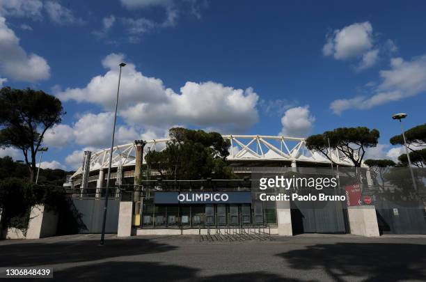General view outside the stadium prior to the Guinness Six Nations match between Italy and Wales at Stadio Olimpico on March 13, 2021 in Rome, Italy....