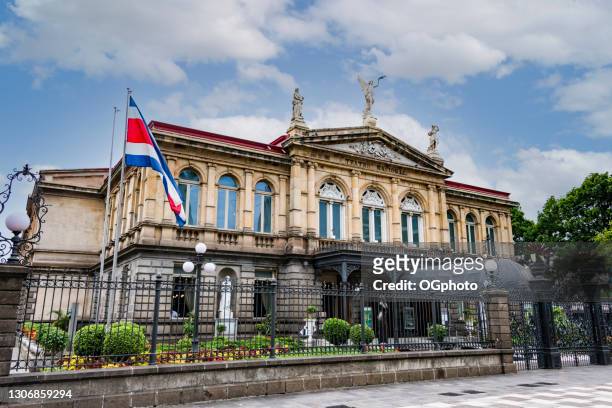 national theatre of costa rica in san jose - costa rica flag stock pictures, royalty-free photos & images
