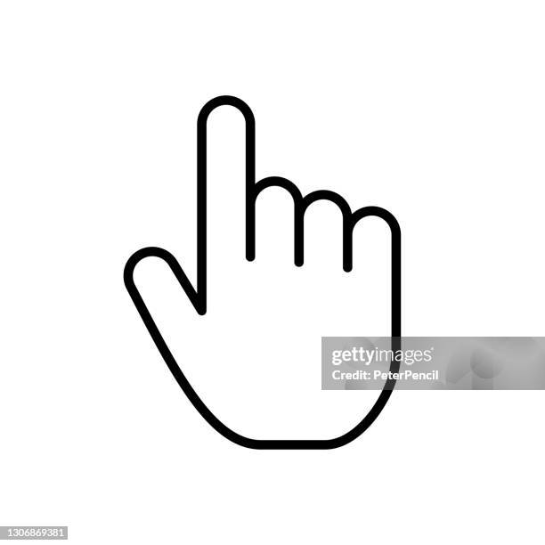 hand cursor line icon - flat vector illustration. isolated on white backgound - hand flat white background stock illustrations