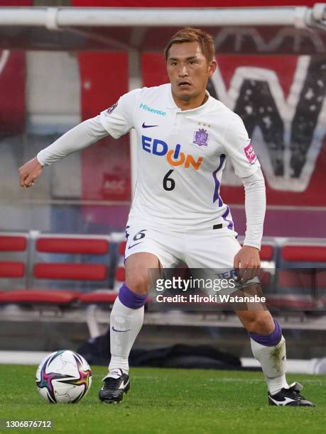 Toshihiro Aoyama of Sanfrecce Hiroshima in action during the J.League Meiji Yasuda J1 match between Kashima Antlers and Sanfrecce Hiroshima at the...