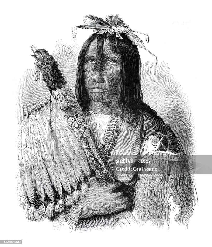 Native american chief of tribe Cree 1864