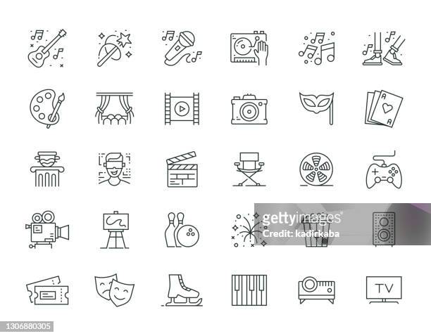 entertainment thin line series icon set - arts culture and entertainment stock illustrations