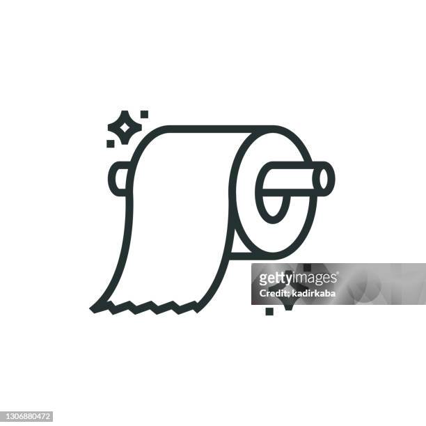 toilet paper line icon - dry cleaned stock illustrations