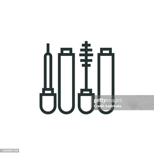make up line icon - filing nails stock illustrations