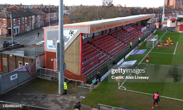 General view inside The Alexandra Stadium is seen during the Sky Bet League One match between Crewe Alexandra and Burton Albion at The Alexandra...