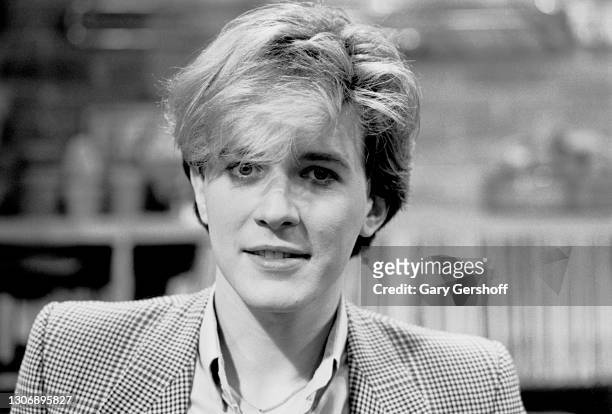 Portrait of English New Wave musician David Sylvian , of the group Japan, during an interview at MTV Studios, New York, New York, April 20, 1982.