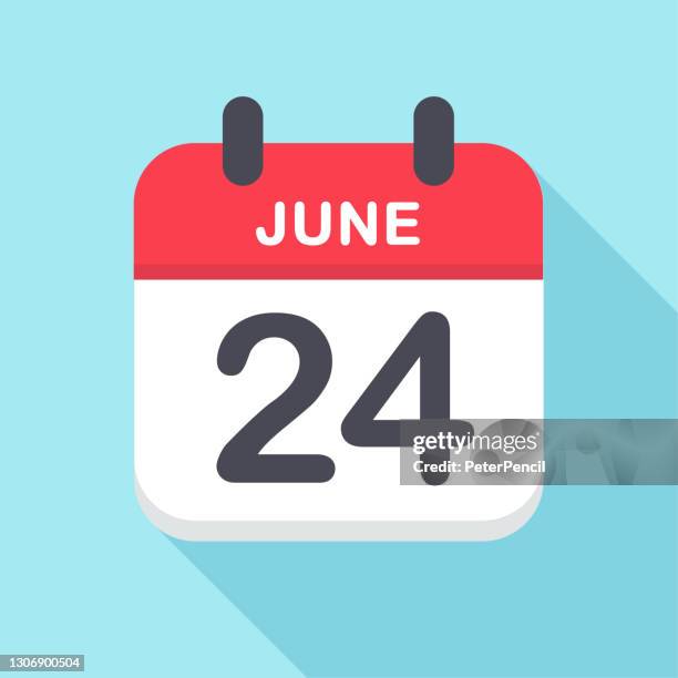 june 24 - calendar icon - calendar june stock illustrations