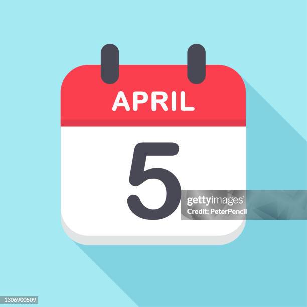 april 5 - calendar icon - april 2021 stock illustrations