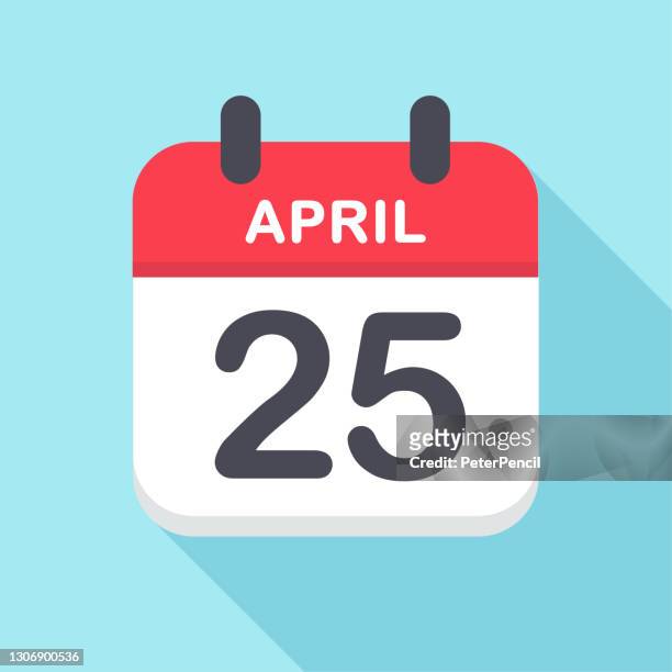 april 25 - calendar icon - april stock illustrations