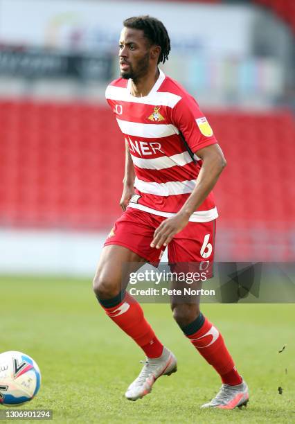 Madger Gomes of Doncaster Rovers in action during the Sky Bet League One match between Doncaster Rovers and Northampton Town at Keepmoat Stadium on...