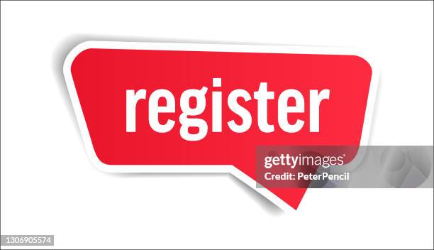 register - speech bubble, banner, paper, label template. vector stock illustration - pasting poster stock illustrations