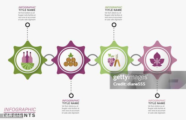 infographic template with winery icons - ice wine stock illustrations