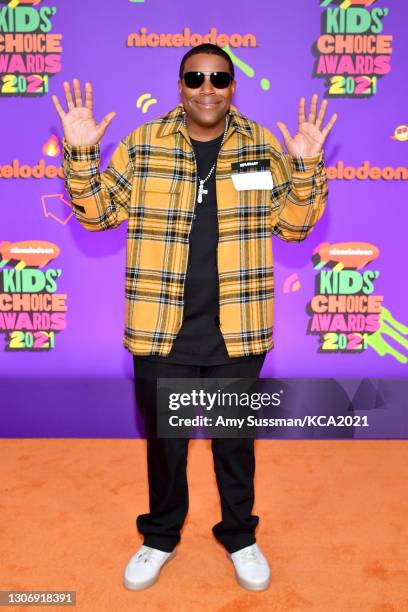 In this image released on March 13, Kenan Thompson attends Nickelodeon's Kids' Choice Awards at Barker Hangar on March 13, 2021 in Santa Monica,...