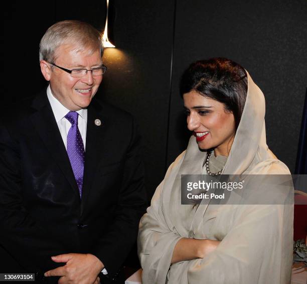 Australia's Foreign Minister Kevin Rudd and Pakistan's Foreign Minister Hina Rabbani Khar attend a bilateral meeting during the Commonwealth Heads of...