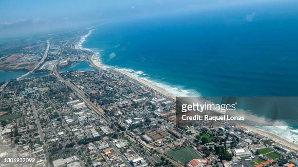 aerial view of carlsbad, california coastline - carlsbad california stock pictures, royalty-free photos & images
