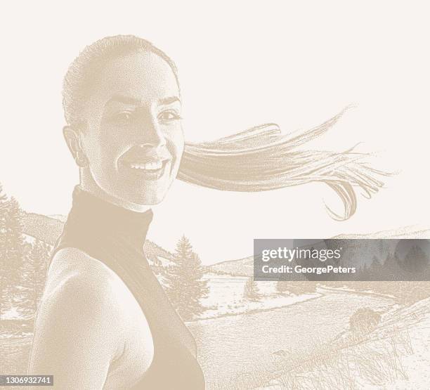 woman enjoying the gallatin river in montana - bozeman stock illustrations