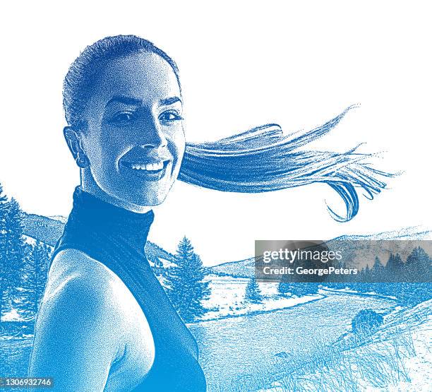 woman enjoying the gallatin river in montana - bozeman stock illustrations