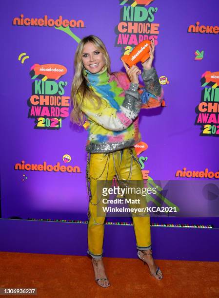 In this image released on March 13, Heidi Klum, winner of Favorite Reality Show for 'America's Got Talent', attends Nickelodeon's Kids' Choice Awards...