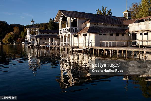 View of an old bathhouse of 1895 at Lake Woerth on October 15, 2011 in Poertschach, Austria.