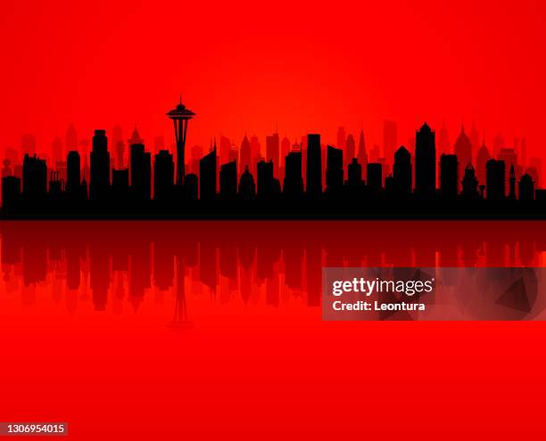 seattle (all buildings are complete and moveable) - seattle waterfront stock illustrations