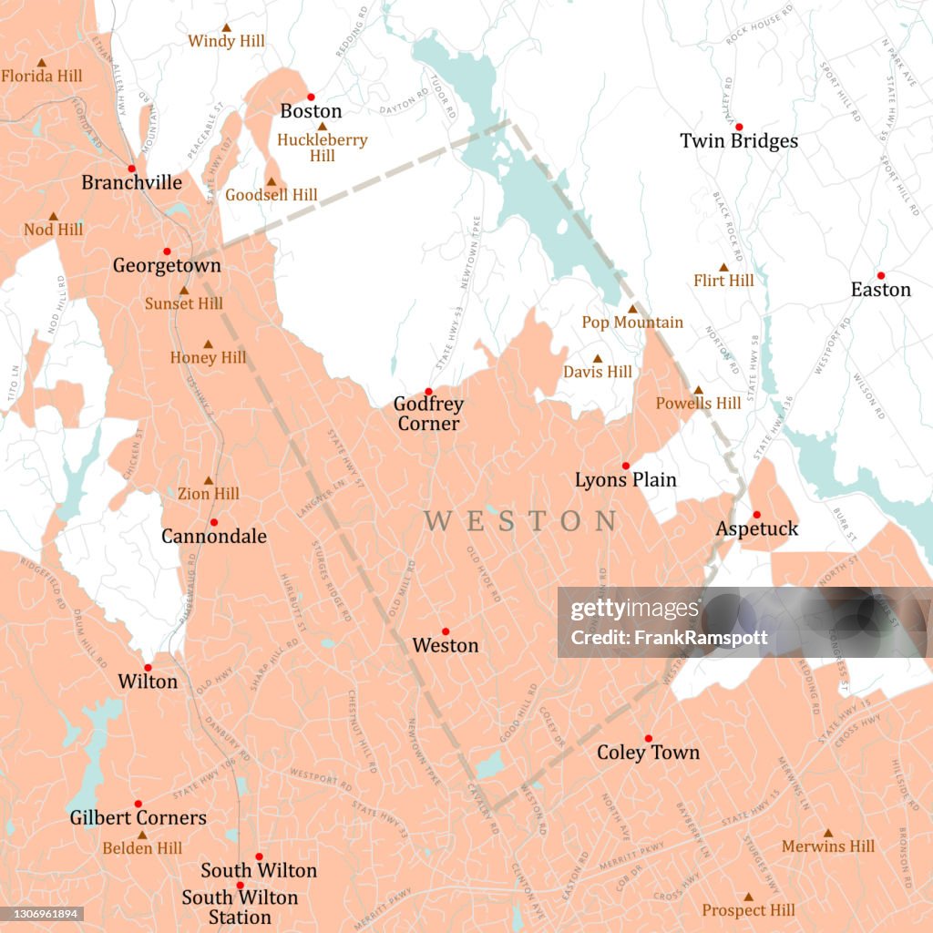 CT Fairfield Weston Vector Road Map