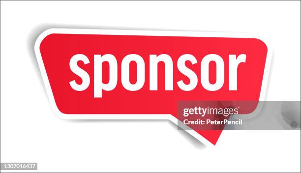 sponsor - speech bubble, banner, paper, label template. vector stock illustration - sponsorship button stock illustrations