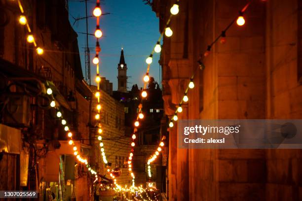 jerusalem old city ramadan holiday decorations - ramadan decoration stock pictures, royalty-free photos & images