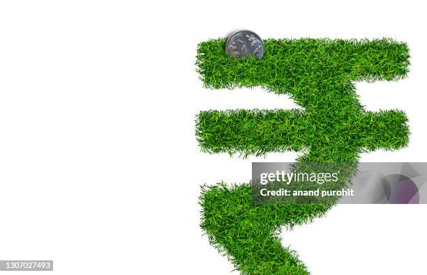 indian rupee currency symbol green lawn concept - meadow logo stock pictures, royalty-free photos & images