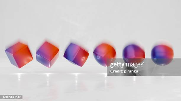 cubes and spheres - changing form stock pictures, royalty-free photos & images