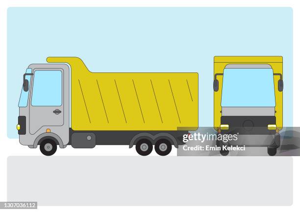 grey truck - large scale construction stock illustrations