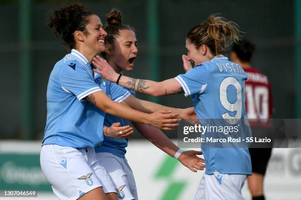 Noemi Vicentin SS Lazio women celebrates a second goal with his team mates during the SS Lazio v Cesena FC women's Serie B at the formello sport...