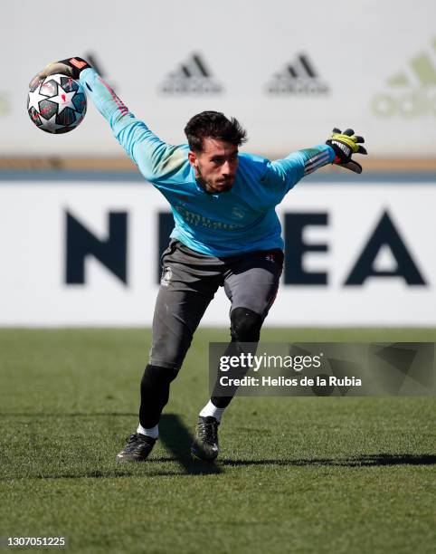 Diego Altube from Real Madrid CF at Valdebebas training ground on March 14, 2021 in Madrid, Spain.