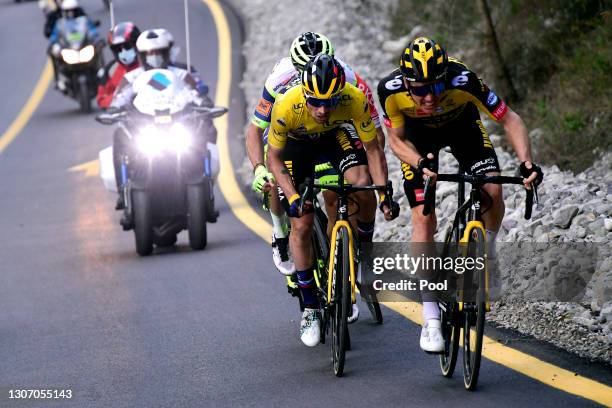 Primoz Roglic of Slovenia and Team Jumbo - Visma Yellow leader jersey & Steven Kruijswijk of Netherlands and Team Jumbo - Visma during the 79th Paris...