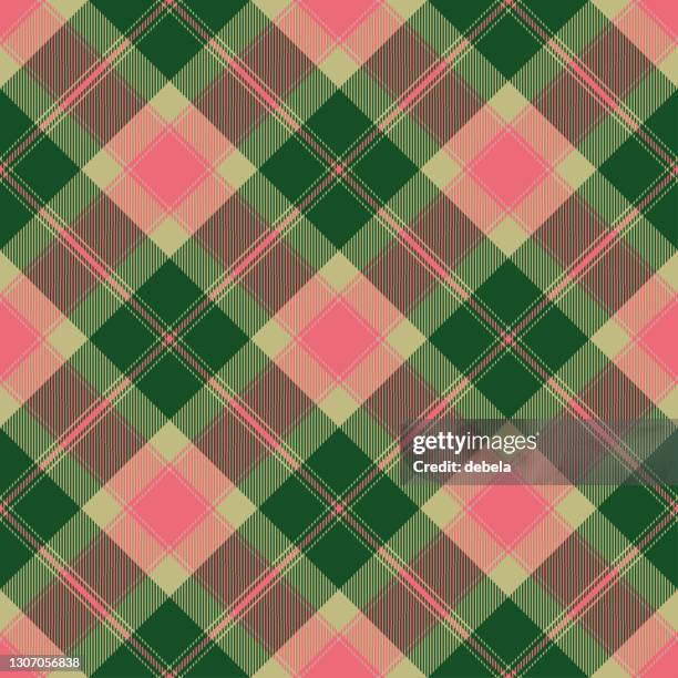 pink green argyle scottish tartan plaid textile pattern - argyle stock illustrations