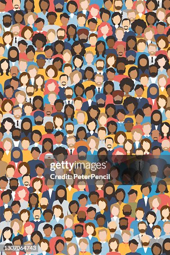 Multicultural Crowd of People. Group of different men and women. Young, adult and older peole. European, Asian, African and Arabian People. Empty faces. Vector illustration. Multicultural Crowd of People. Group of different men and women. Young, adult and older peole. European, Asian, African and Arabian People. Empty faces. Vector illustration.