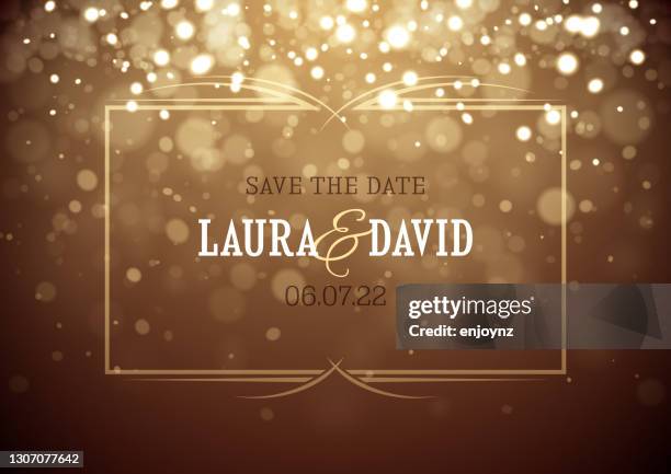 sparkling lights wedding invitation - wedding invite stock illustrations