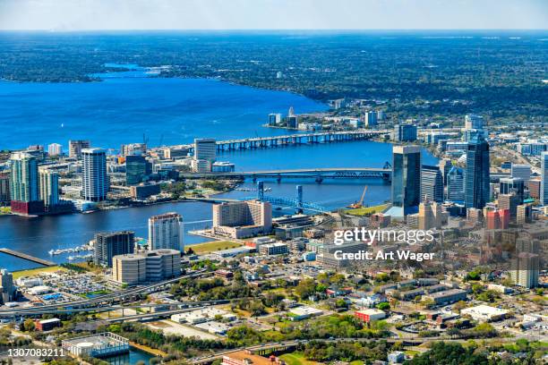 jacksonville skyline - helicopter point of view stock pictures, royalty-free photos & images