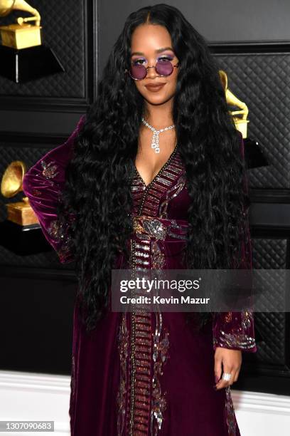 Attends the 63rd Annual GRAMMY Awards at Los Angeles Convention Center on March 14, 2021 in Los Angeles, California.