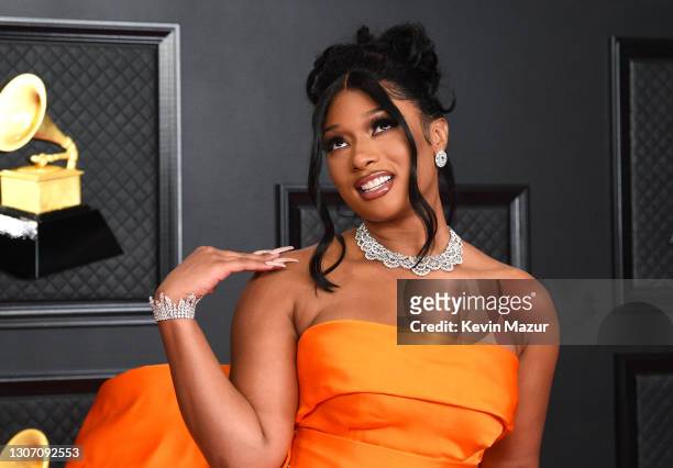 Megan Thee Stallion attends the 63rd Annual GRAMMY Awards at Los Angeles Convention Center on March 14, 2021 in Los Angeles, California.