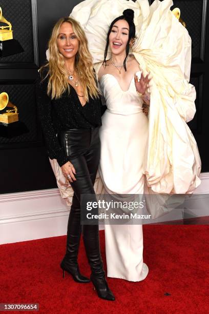 Tish Cyrus and Noah Cyrus attend the 63rd Annual GRAMMY Awards at Los Angeles Convention Center on March 14, 2021 in Los Angeles, California.