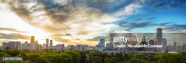 palermo elevated skyliny panorama at sunset - buenos aires city stock pictures, royalty-free photos & images