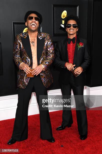 Anderson .Paak and Bruno Mars attend the 63rd Annual GRAMMY Awards at Los Angeles Convention Center on March 14, 2021 in Los Angeles, California.