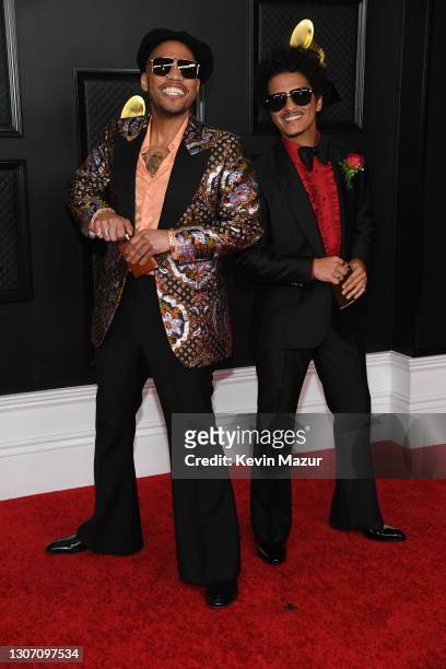 Anderson .Paak and Bruno Mars attend the 63rd Annual GRAMMY Awards at Los Angeles Convention Center on March 14, 2021 in Los Angeles, California.