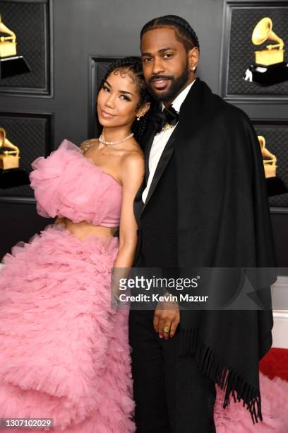 Jhené Aiko and Big Sean attend the 63rd Annual GRAMMY Awards at Los Angeles Convention Center on March 14, 2021 in Los Angeles, California.