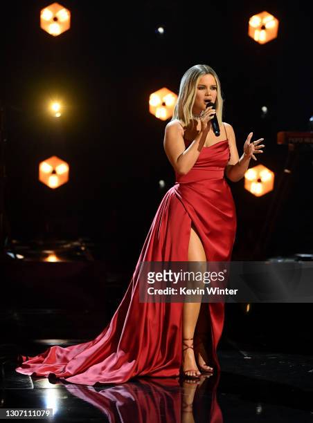 In this image released on March 14, Maren Morris performs onstage during the 63rd Annual GRAMMY Awards at Los Angeles Convention Center in Los...