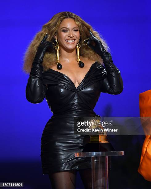 Beyoncé accepts the Best Rap Performance award for 'Savage' onstage during the 63rd Annual GRAMMY Awards at Los Angeles Convention Center on March...