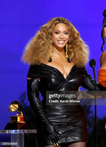 Beyoncé accepts the Best Rap Performance award for 'Savage' onstage during the 63rd Annual GRAMMY Awards at Los Angeles Convention Center on March...